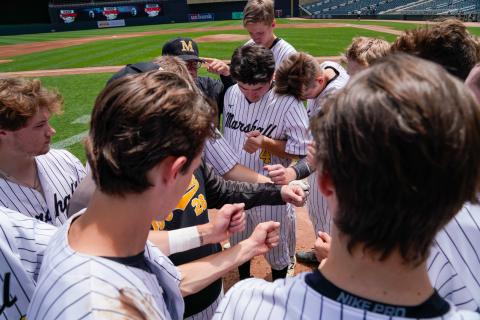 Marshall School, Duluth Hilltoppers Baseball Team Pregame Huddle