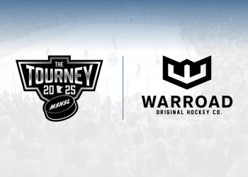 MSHSL The Tourney 2025 and Warroad Original Hockey Co. logos